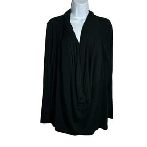 Alice + Olivia Air Black Knit Waterfall Wrap Cardigan sweater Size Small